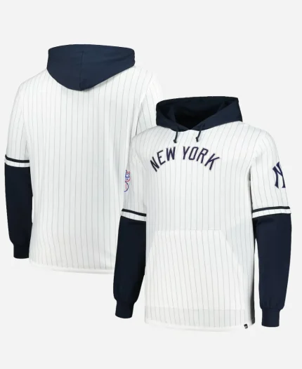 New York Yankees ’47 White Pinstripe Double-Header Pullover Hoodie