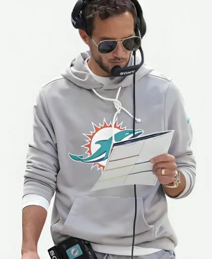 Nike Mike McDaniel Miami Dolphins 2025 Sideline Grey Pullover Hoodie