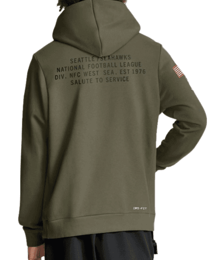Nike Seattle Seahawks 2025 Salute to Service Sideline Standard Issue Dri-FIT Olive Green Pullover Hoodie