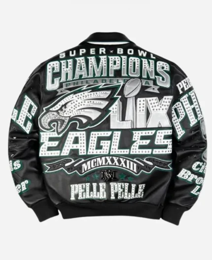 Pelle Pelle Meek Mill Super Bowl Champions Eagles Black Leather Jacket