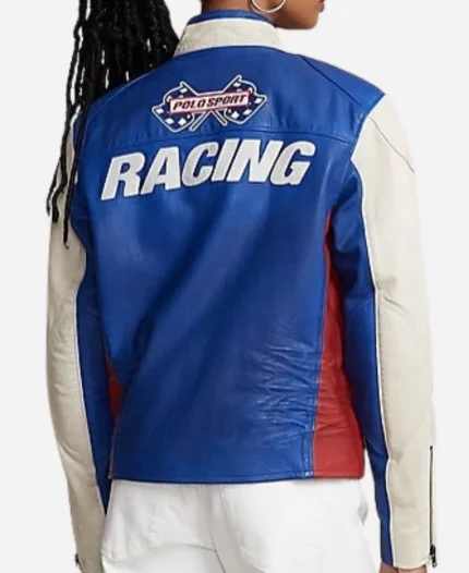 Polo Sport RL Racing Blue & White Leather Jacket