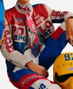 Polo x Řalph Ļauren Sport  Café Racer Blue-Red-White Leather Jacket