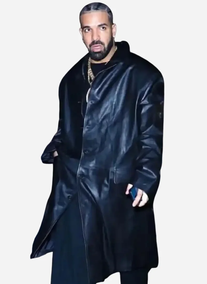Premium Drake Vaffanculo Black Leather Coat Premium Drake Vaffanculo Black Leather Coat