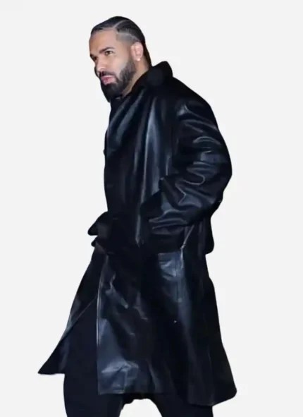 Premium Drake Vaffanculo Black Leather Coat