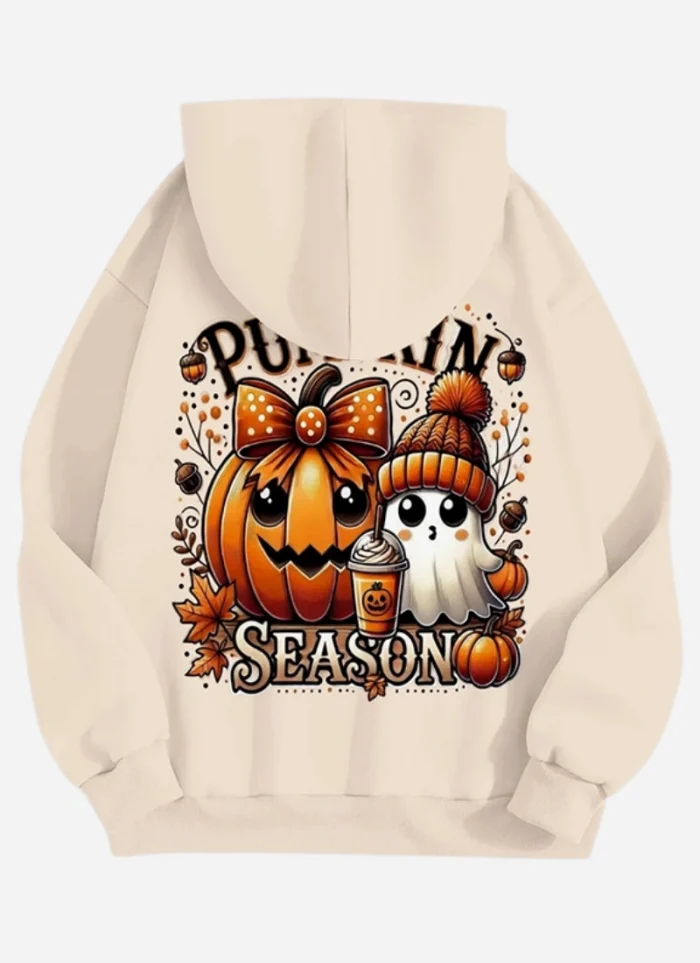 Pumpkin Halloween Season Beige Hoodie