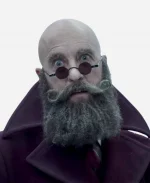 Richard E. Grant A Series of Unfortunate Events Season 03 Man With Beard But No Hair Maroon Trench Coat