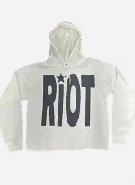 Riot Oversized white Hoodie