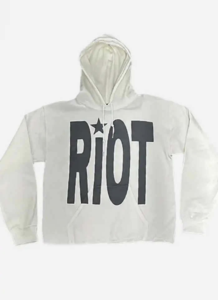 Riot Oversized white Hoodie