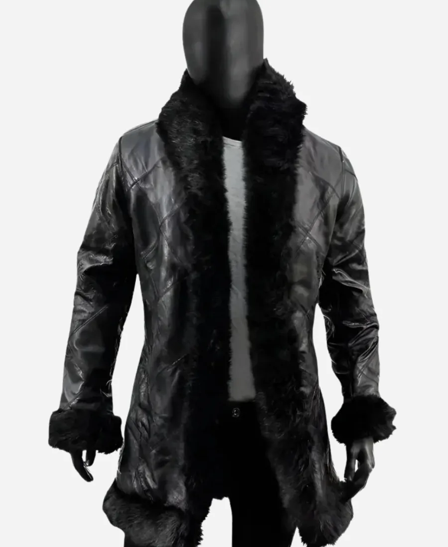 Robert Sheehan The Umbrella Academy Klaus Hargreaves Black Fur Leather Coat Robert Sheehan The Umbrella Academy Klaus Hargreaves Black Fur Leather Coat