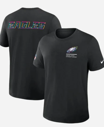 Saquon Barkley NFL Eagles 2025 Black Crucial Catch Sideline T-Shirt