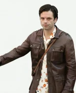 Sebastian Stan A Different Man Edward Brown Leather Jacket