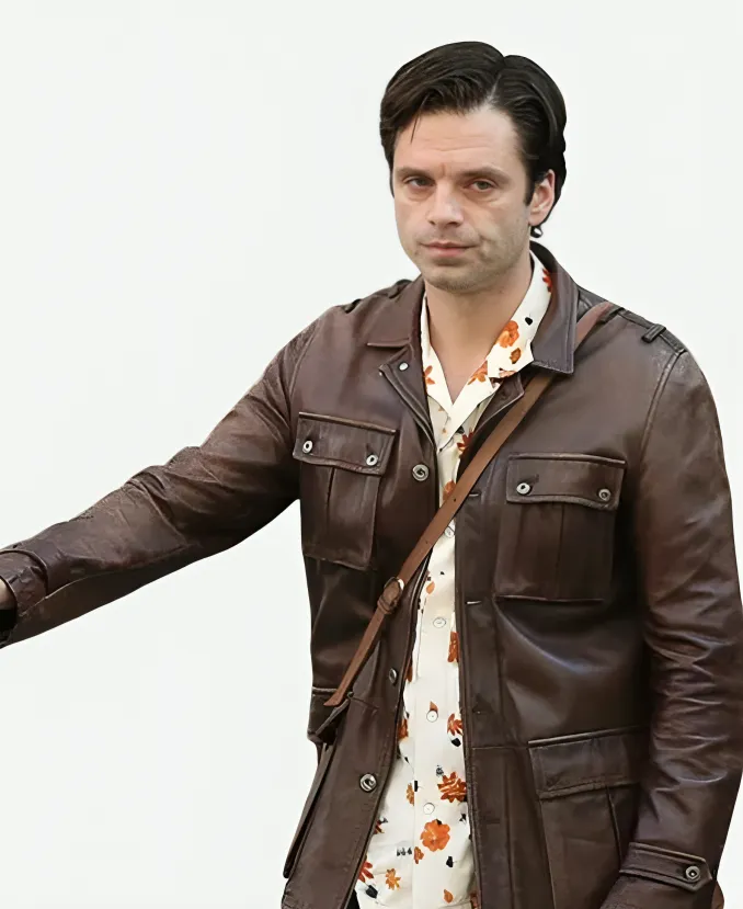Sebastian Stan A Different Man Edward Brown Leather Jacket Sebastian Stan A Different Man Edward Brown Leather Jacket