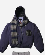 Shinzo Shige 15oz Canvas Clasp Navy Blue Hooded Bomber Jacket