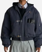 Shinzo Shige 15oz Navy Canvas Clasp Bomber Jacket