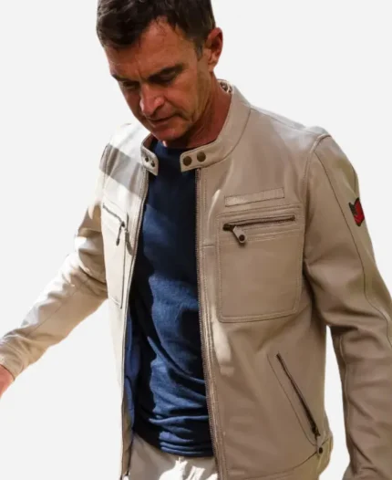 Steve McQueen Dennis 2 ECRU Cream Leather Jacket