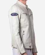 Steve McQueen Dennis 2 ECRU Genuine Leather Jacket (Side Pose)