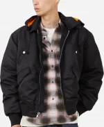 Stussy Snow Flight Black Hooded Bomber Jacket