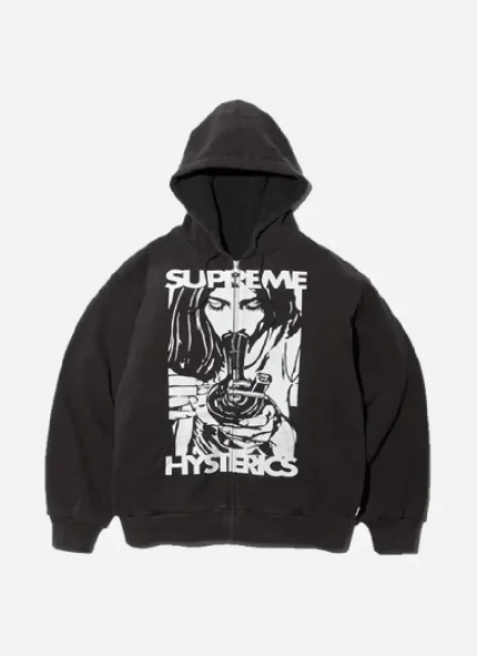 Supreme Hysteric Glamour Thermal Lined Zipper Black & Red Hoodie