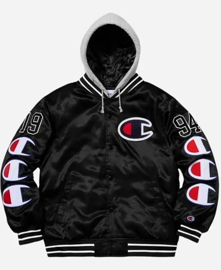 Supreme x Champion Hooded Satin Varsity Jacket