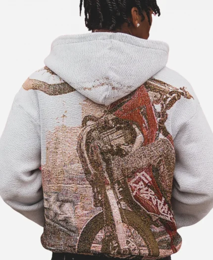 The Episodes Project  x Wheel UP Tapestry Blue Zip-Up Hoodie