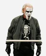 The Legendary Sting AEW WrestleDream 2025 Scorpion Black Bomber Jacket