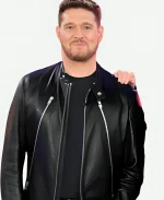 The Voice S28 Michael Buble Black Leather Jacket