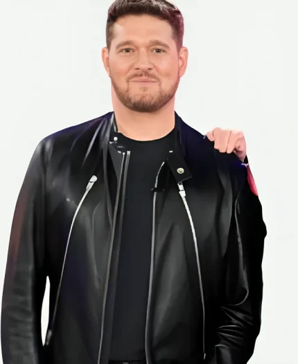 The Voice S28 Michael Buble Black Leather Jacket