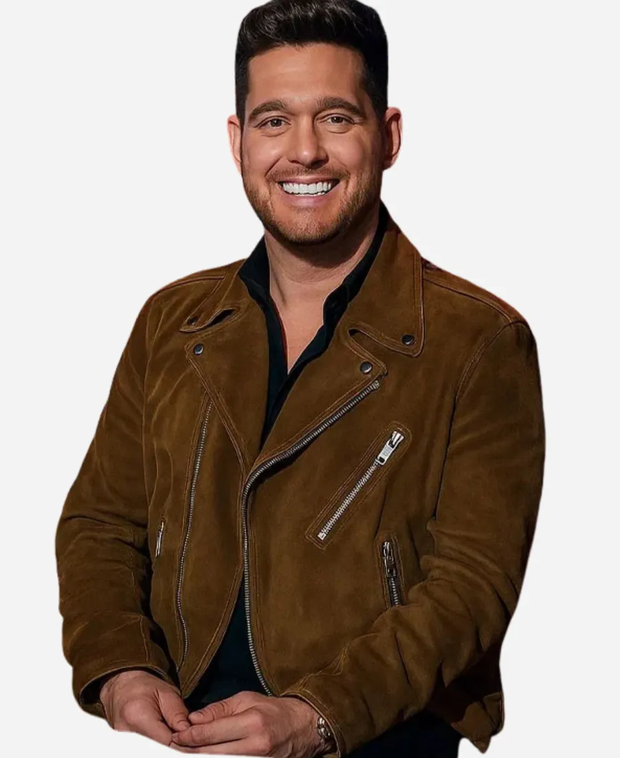 The Voice S28 Michael Buble Brown Leather Jacket The Voice S28 Michael Buble Brown Leather Jacket