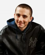 Timothée Chalamet Yankees Leather Varsity Jacket