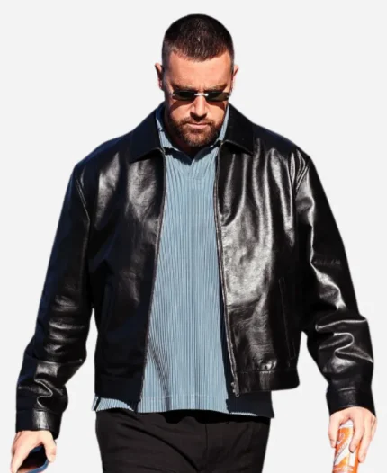 Travis Kelce Black Leather Jacket