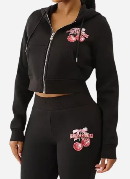 True Cherry Religion Cropped Hoodie