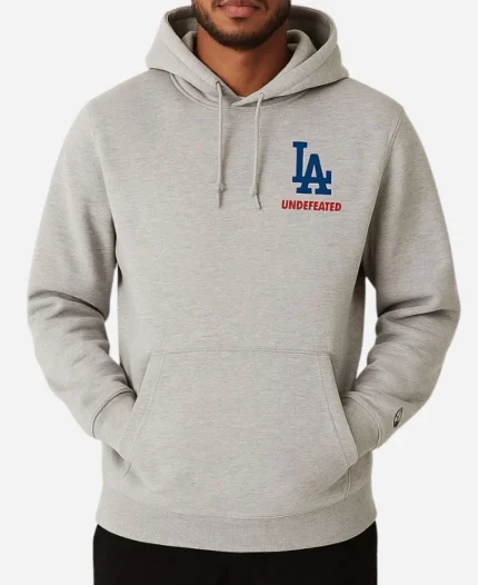 Undefeated x NE x Dodgers Stacked Logo Grey Hoodie