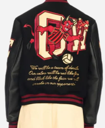 Unisex AC Milan X Off White vintage Black Varsity Jacket