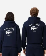 Unisex Lacoste Printed Logo Blue Hoodie