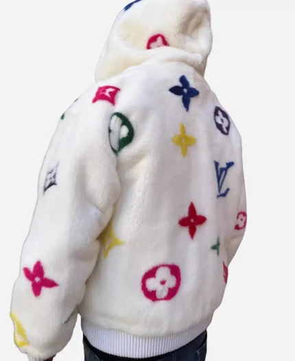 Unisex Louis Vuitton Mink Fur Fluffy Hoodie Multicolor Coat