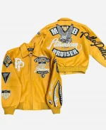 Unisex Pelle Pelle American Bruiser World Famous Soda Club Yellow Leather Jacket