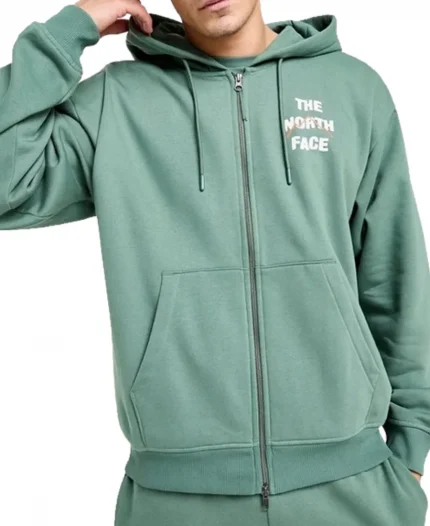Unisex The North Face Sobretta Oversized Full Zip Green Hoodie