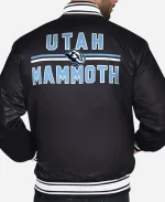 Utah Mammoth Starter Primary Logo Full-Snap Black Satin Varsity Jacket