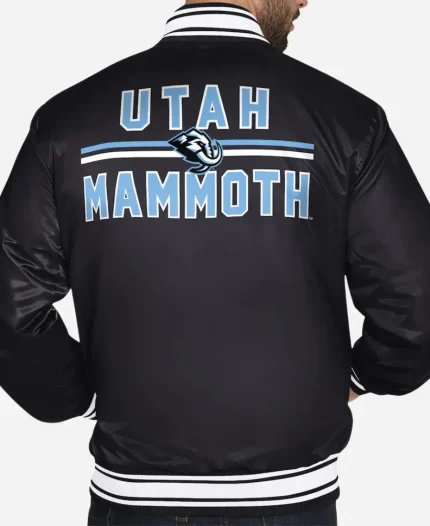 Utah Mammoth Starter Primary Logo Full-Snap Black Satin Varsity Jacket