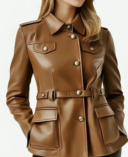 Women Bonnie Brown Leather Jacket