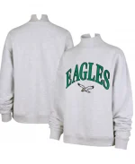 Women’s ’47 Philadelphia Eagles Vantage Mock Neck Heather Gray Pullover Sweatshirt