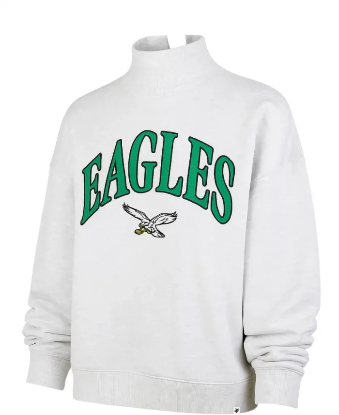 Women’s ’47 Philadelphia Eagles Vantage Mock Neck Heather Gray Sweatshirt