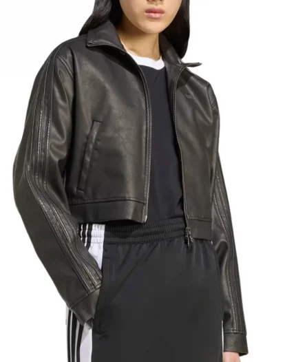 Women’s Adidas Originals Firebird Black Leather Jacket