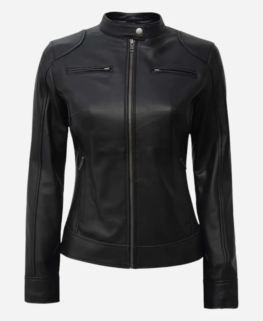 Women's Moto Biker Black Zip Up Real Leather Jackets Women's Moto Biker Black Zip Up Real Leather Jackets