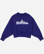 Women's New Era x Bella Dona x Betty Boop Dodgers Crewneck Sweatshirt Blue