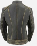 Women's Tarnished Slimfit Motorbike Brown Leather Jacket