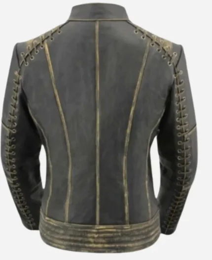 Women's Tarnished Slimfit Motorbike Brown Leather Jacket