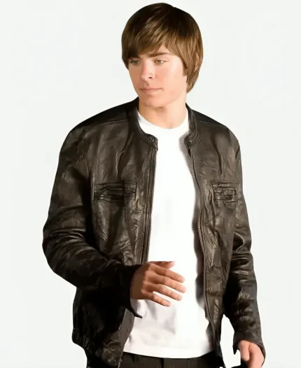 Zac Efron 17 Again Movie Mike O Donnell Black Leather Jacket