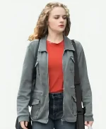 Zara Floral Joey King A Family Affair 2024 Embroidered Grey Jacket