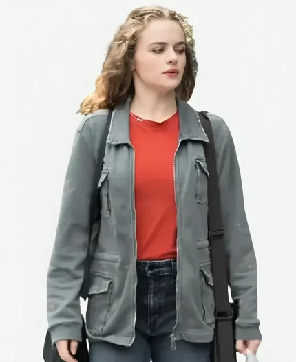 Zara Floral Joey King A Family Affair 2024 Embroidered Grey Jacket